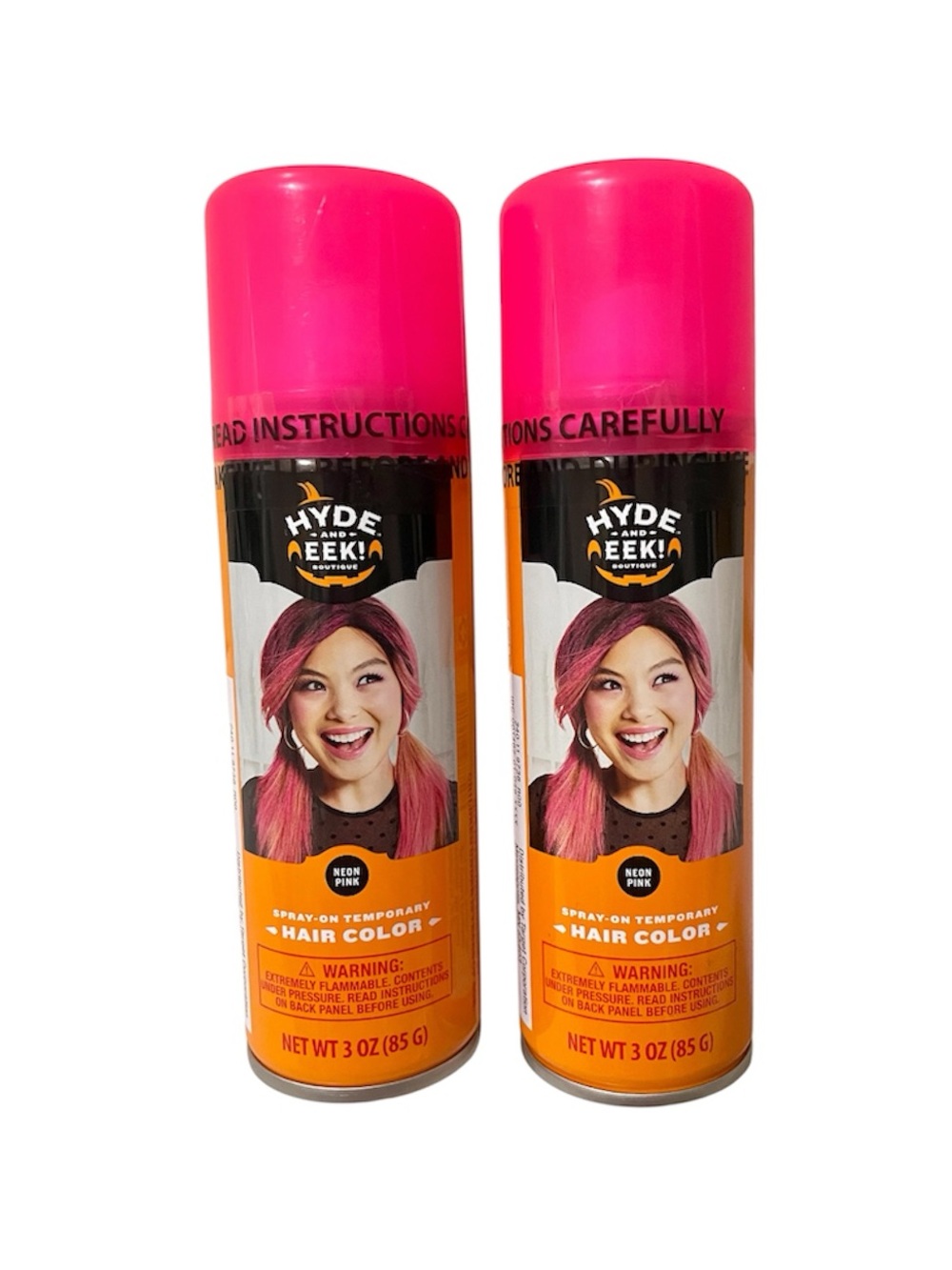 Hyde and EEK! 2 Pack Halloween Neon Pink Spray-On Temporary Hair Color